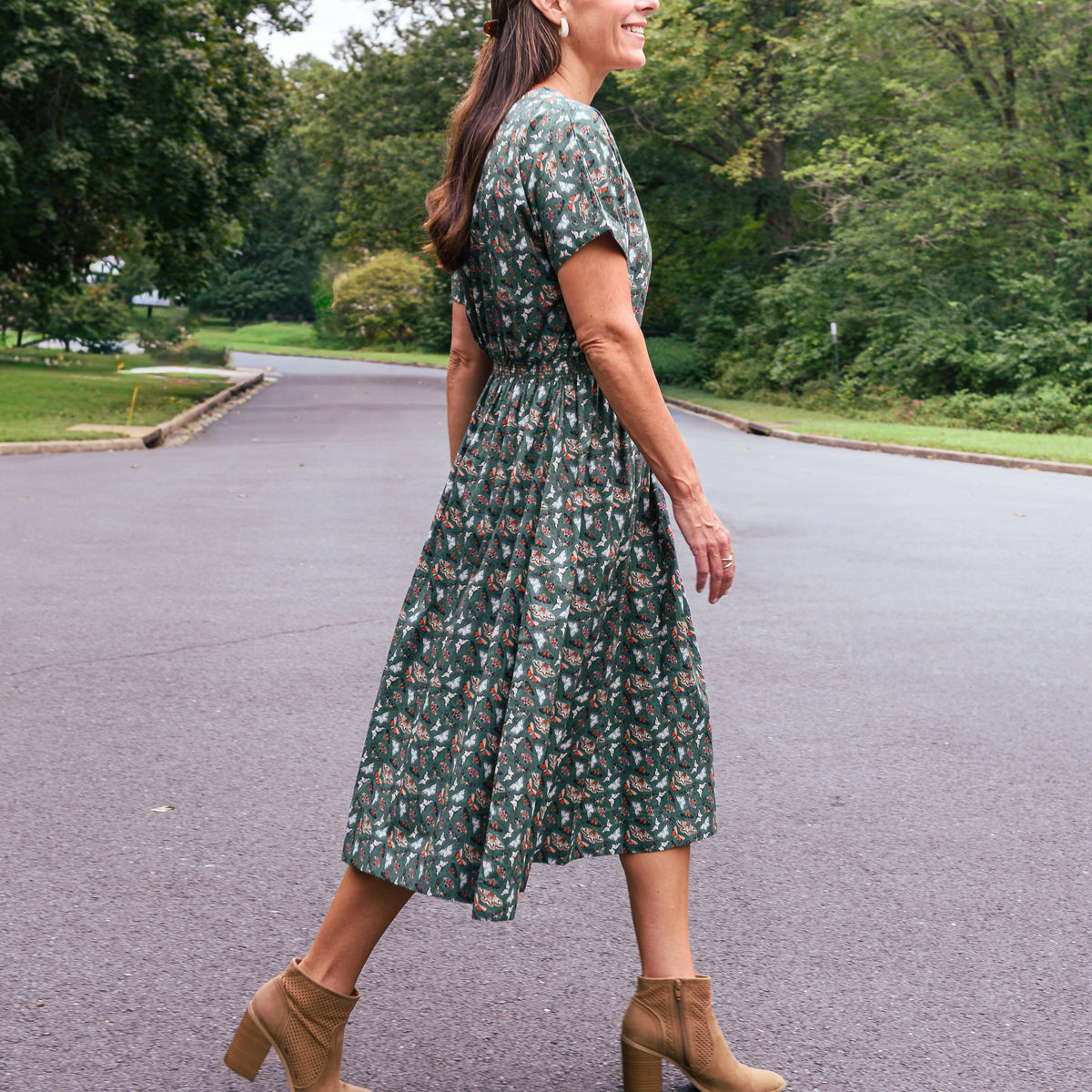 Winged Wonders Woven Midi Dress with Pockets