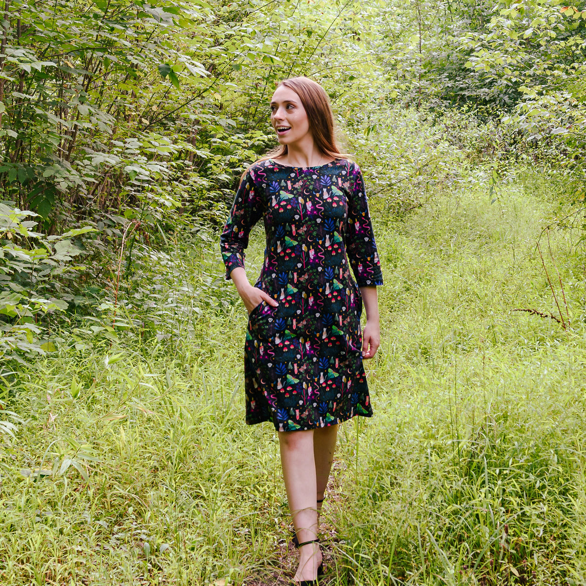 Witchy Forest Sheath Dress with Pockets