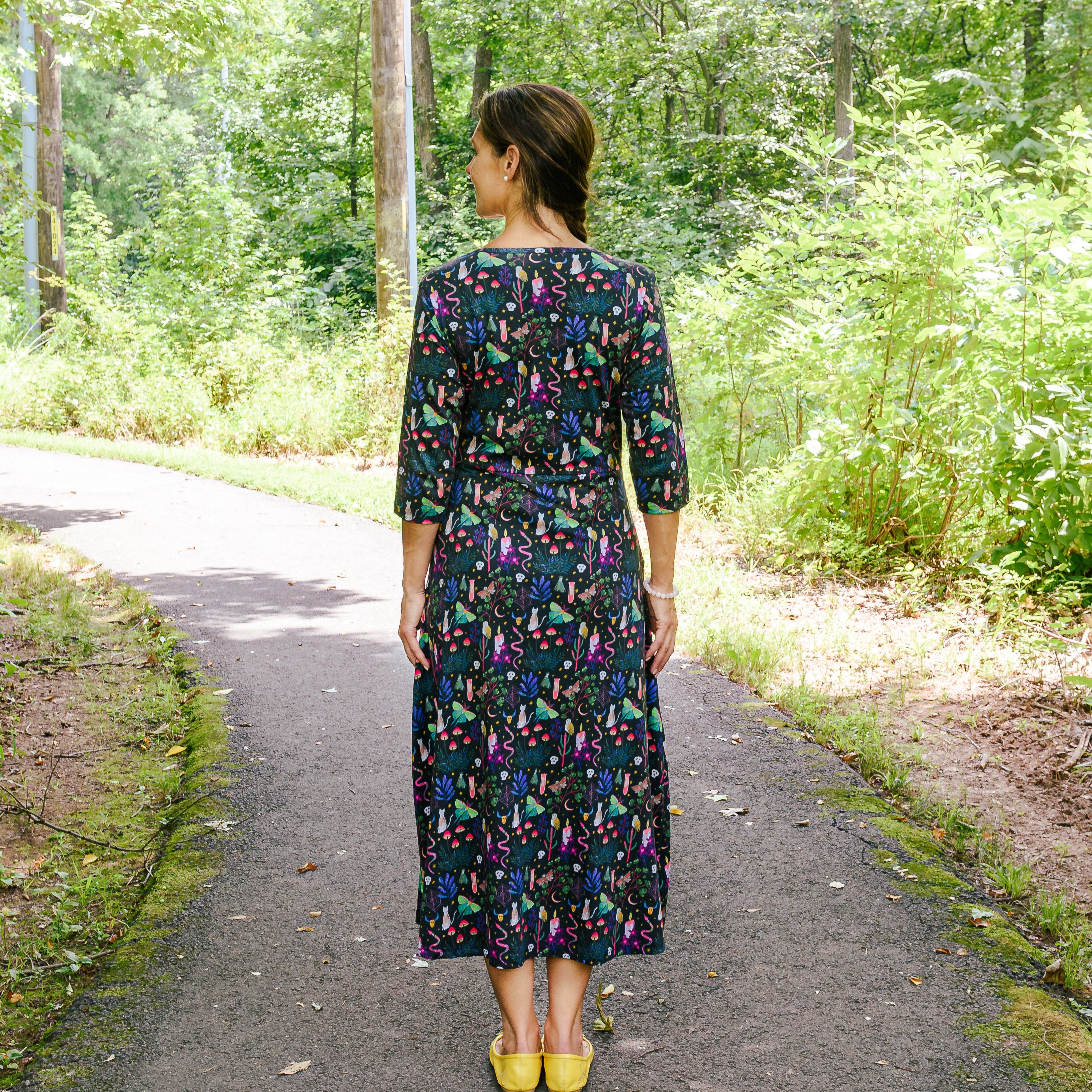 Witchy Forest Long Midi Dress with Pockets