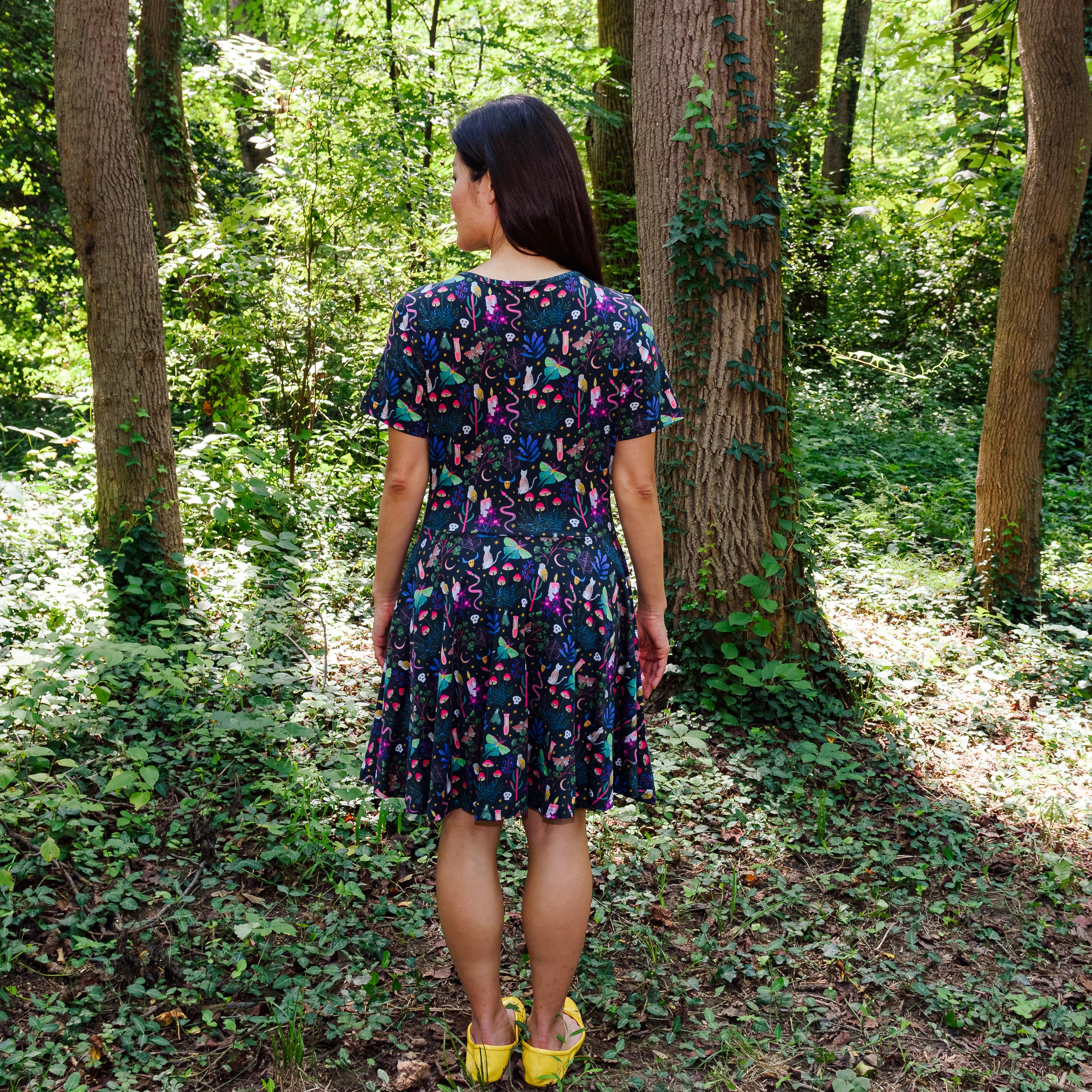 Witchy Forest Skater Dress with Pockets