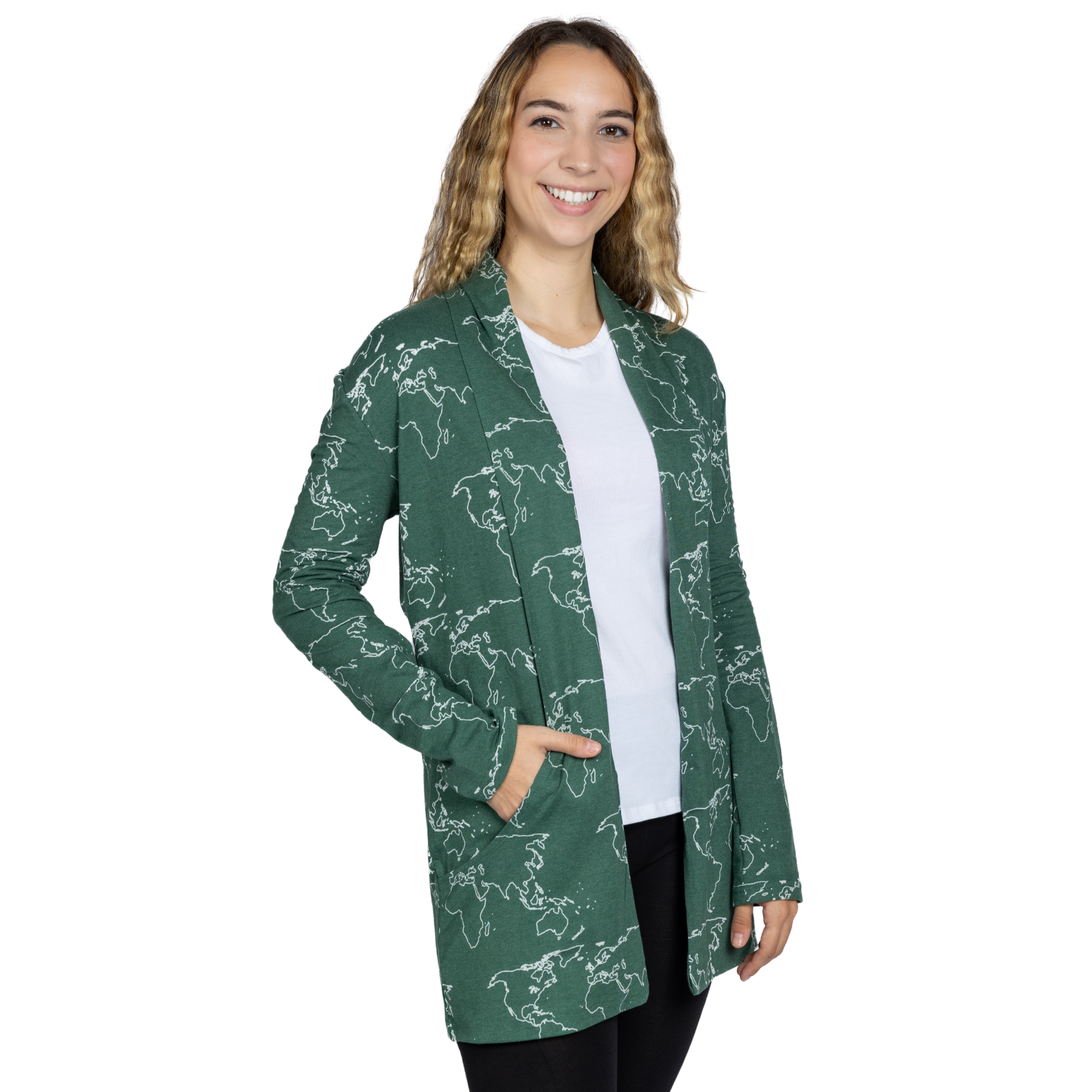 World Map Burnout Cardigan