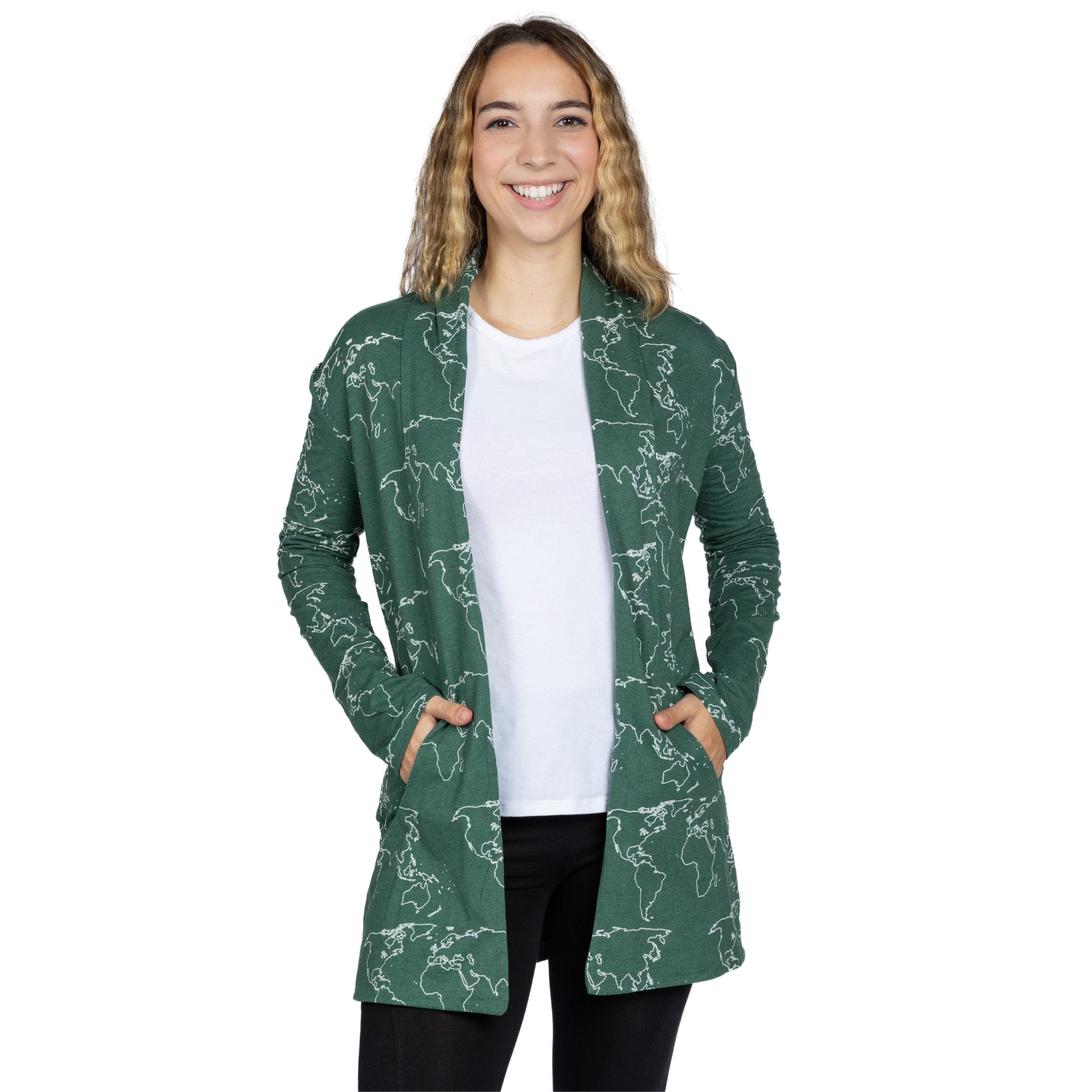 World Map Burnout Cardigan