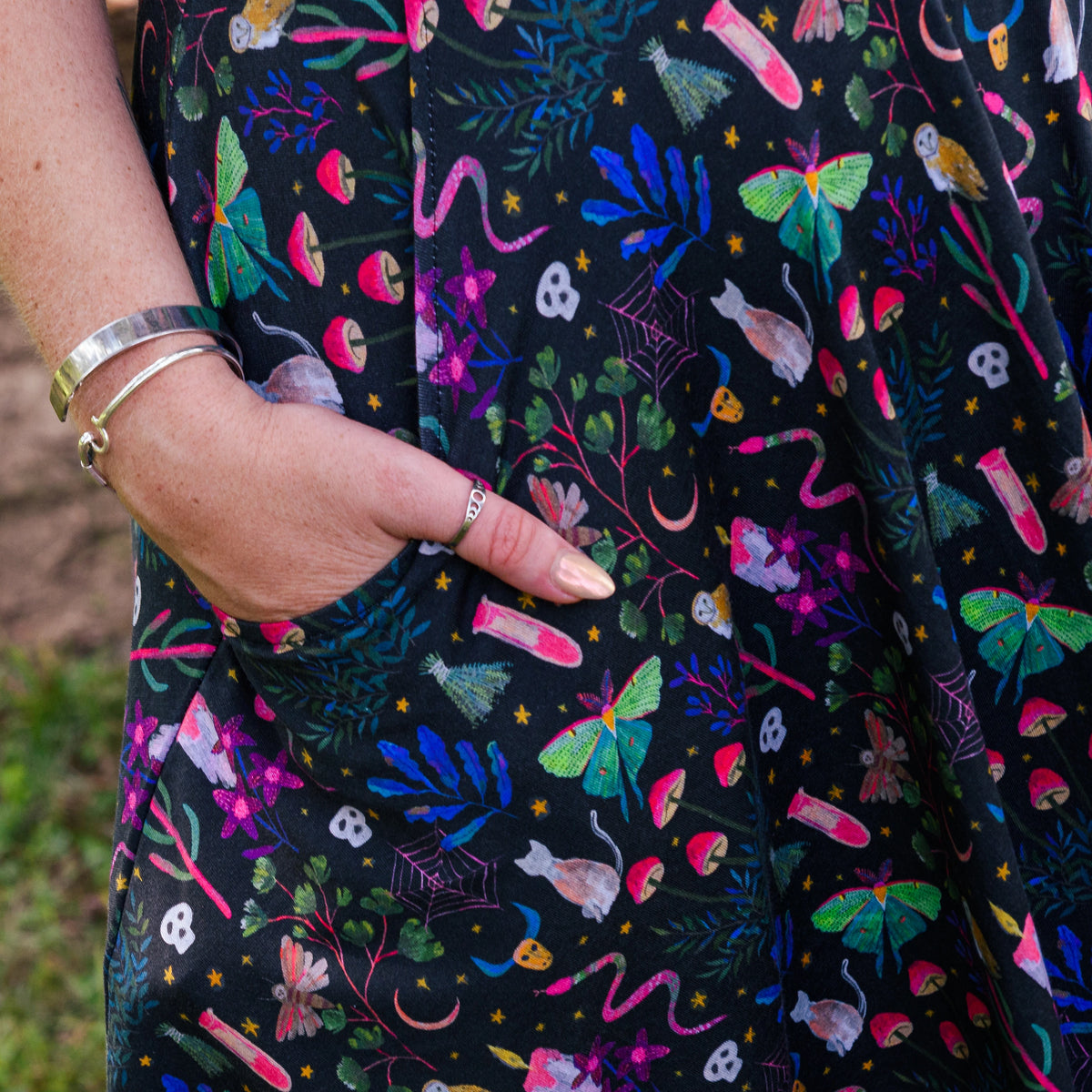 Witchy Forest Twirl Dress with Pockets