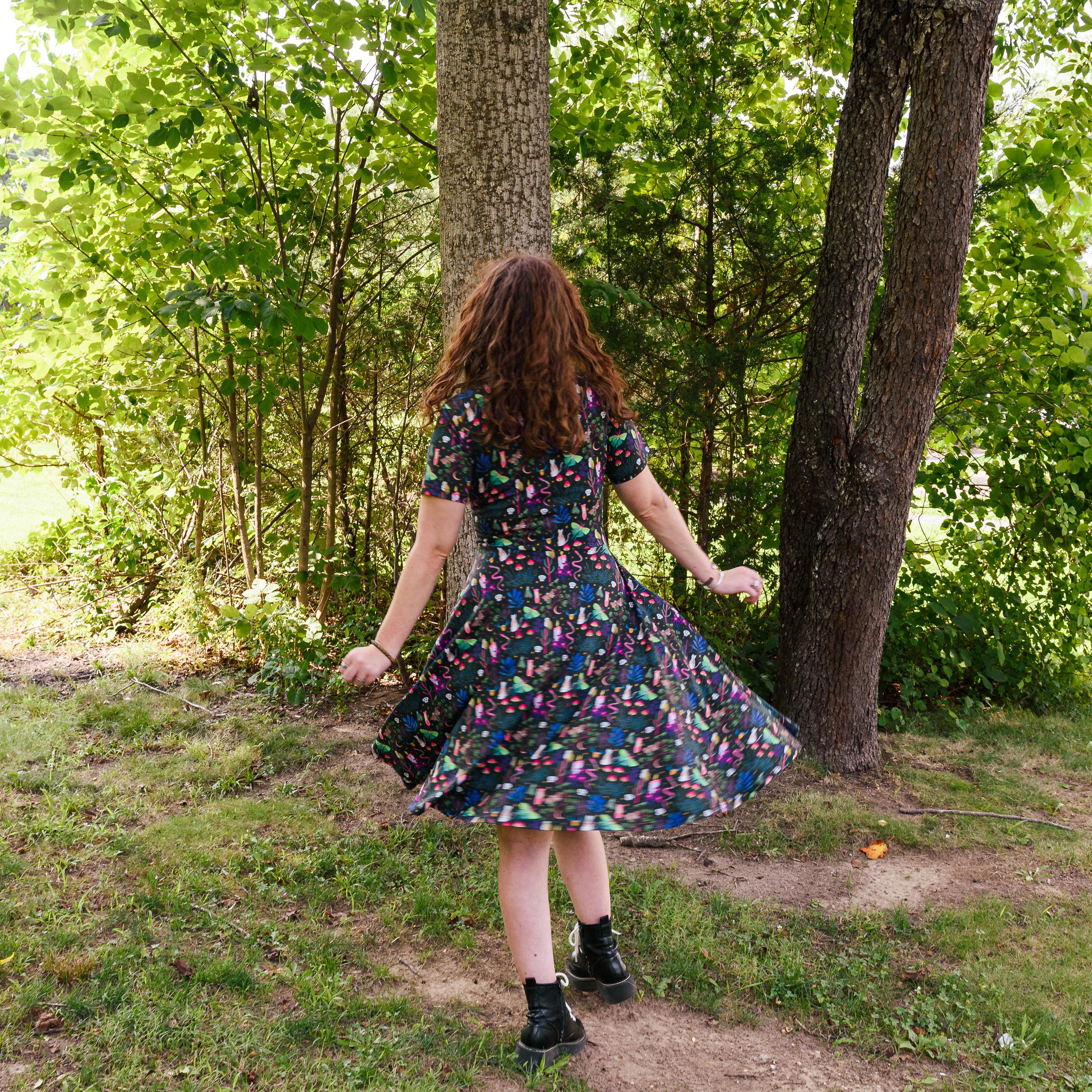 Witchy Forest Twirl Dress with Pockets