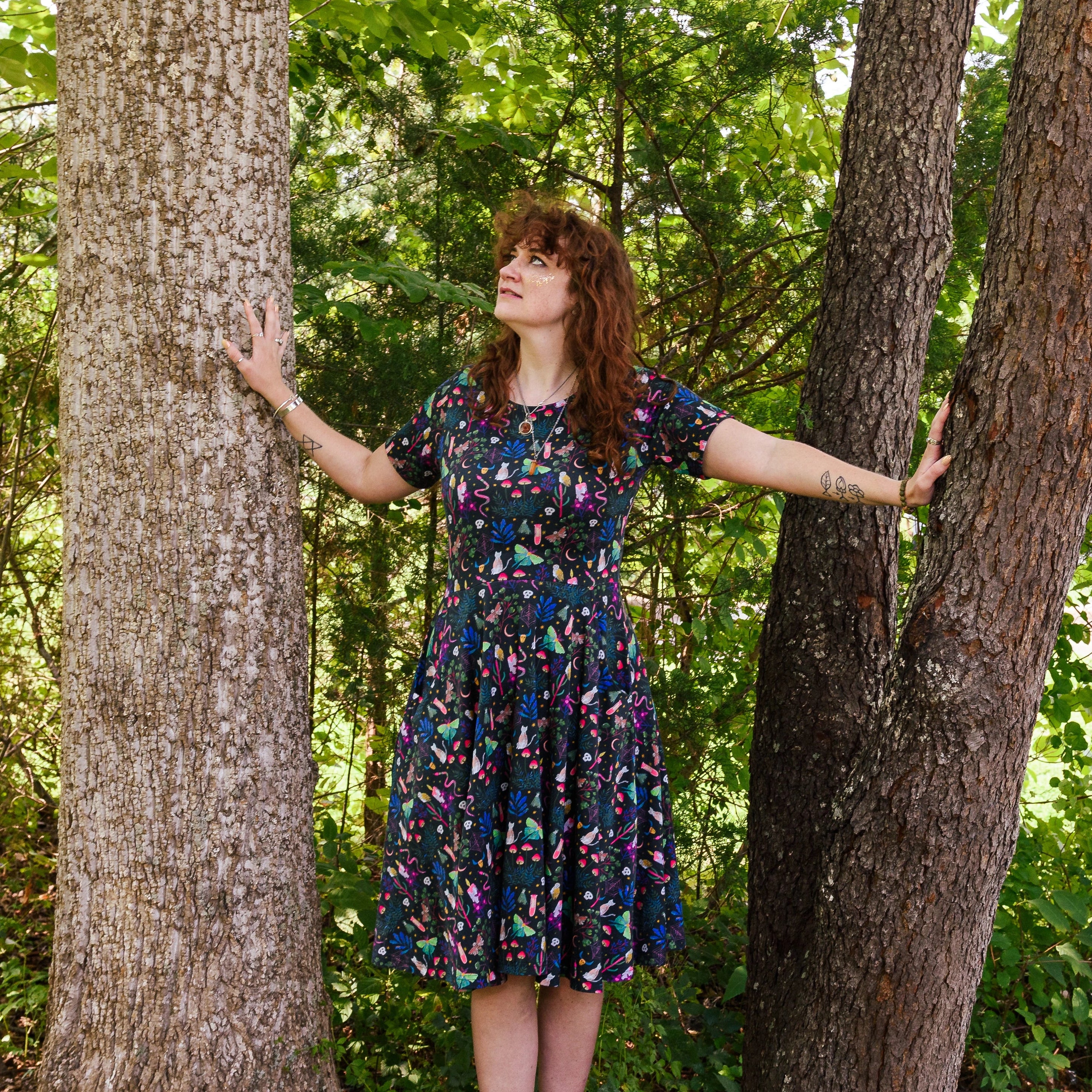 Witchy Forest Twirl Dress with Pockets