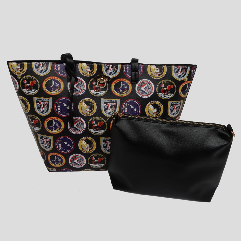 Apollo Missions Patches PU Leather Tote Bag