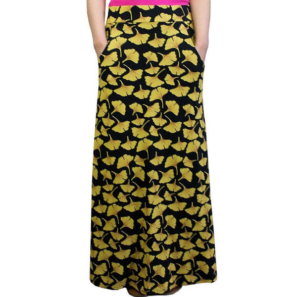 Ginkgo Leaves Skirt, STEM Skirt, Botany Skirt, Biology Skirt, Science Skirt, Natural Medicine Skirt, STEM Maxi Skirt with Pockets - Svaha USA