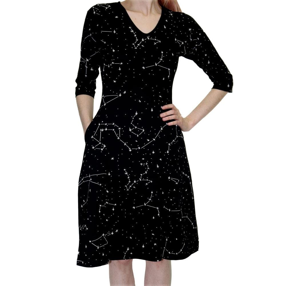 Constellations Glow-in-the-dark 3/4th Sleeve Katherine Dress