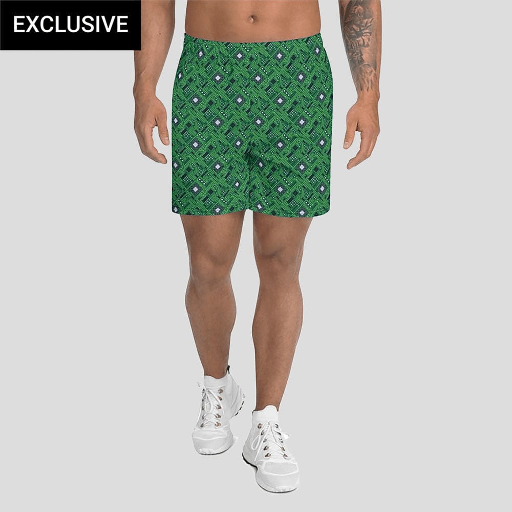 Green Circuit Board Custom Athletic Shorts