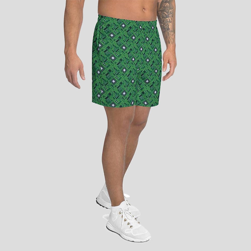 Green Circuit Board Custom Athletic Shorts