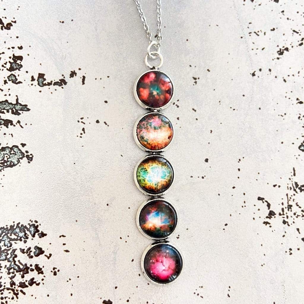 Nebula Rainbow Vertical Pendant Necklace