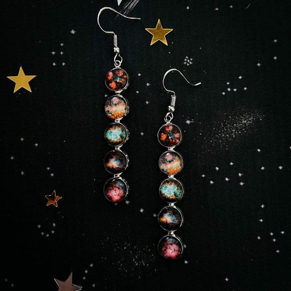 Nebula Rainbow Vertical Dangle Earrings