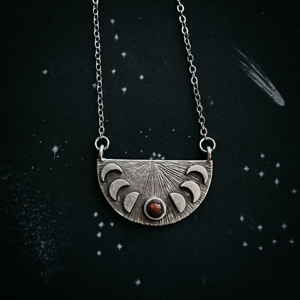 Lunar Eclipse Half Circle Pendant Necklace