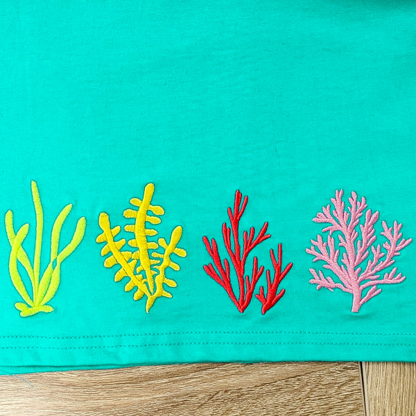Coral Reef Embroidery Kids Dress