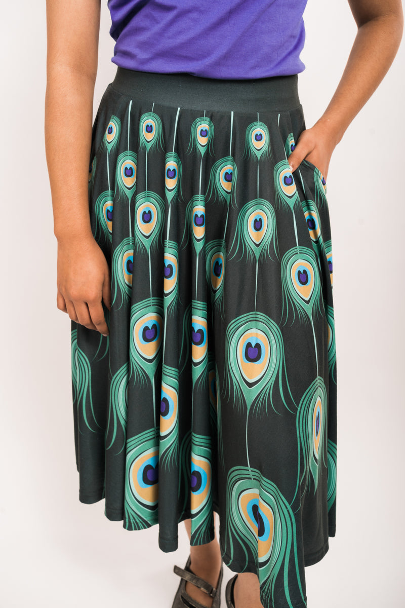 African print maxi skirt - LILA ankara skirt in blue with sash/tie belt |  NAHERI