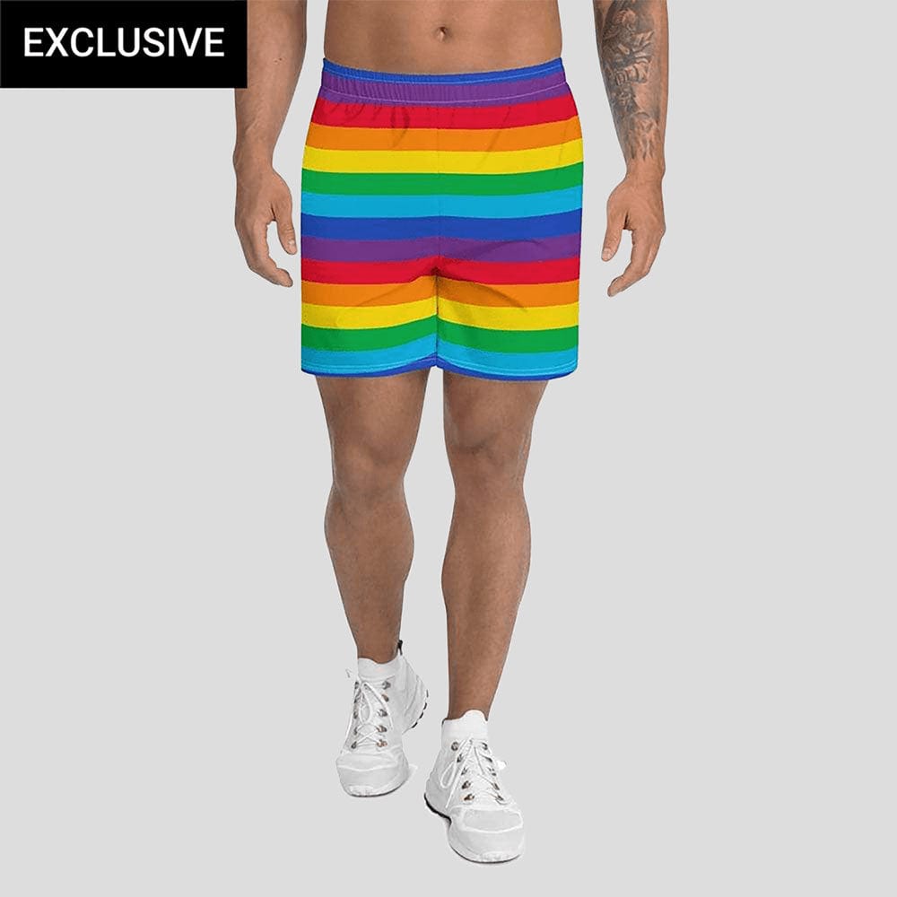 Rainbow Stripes Custom Athletic Shorts