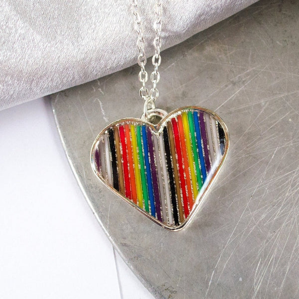 Rainbow Ribbon Cable Heart Necklace
