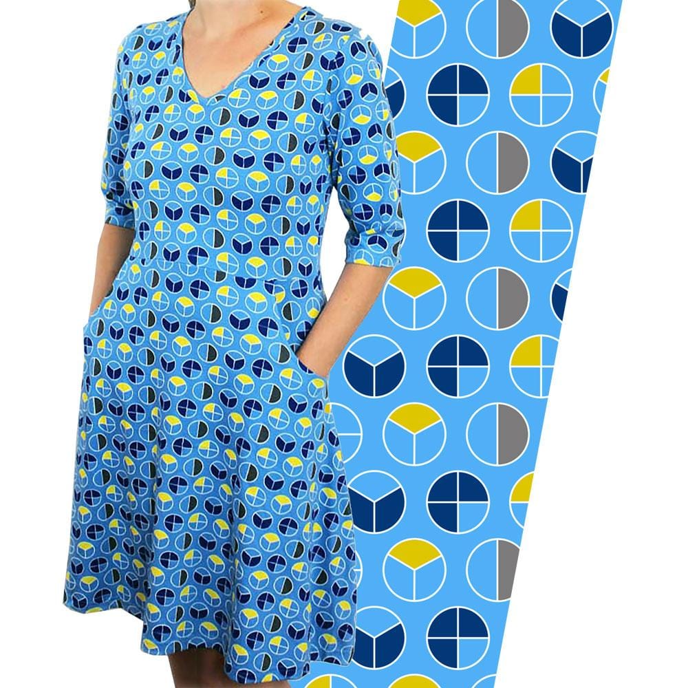 Fractions Print Fit & Flare Dress