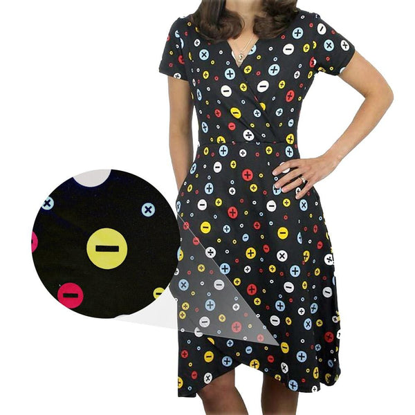 Arithmetic Symbols Polka Dots Faux Wrap Dress