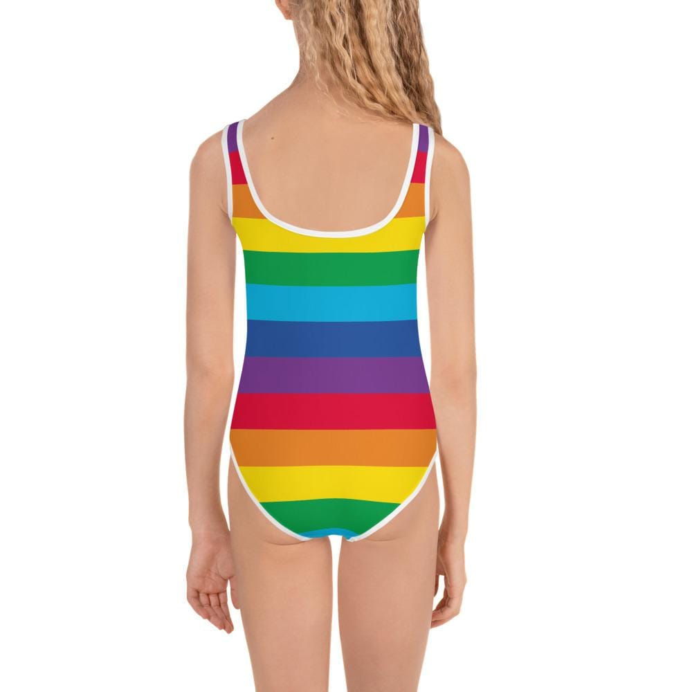 Rainbow Stripes All-Over Print Kids Swimsuit (POD)