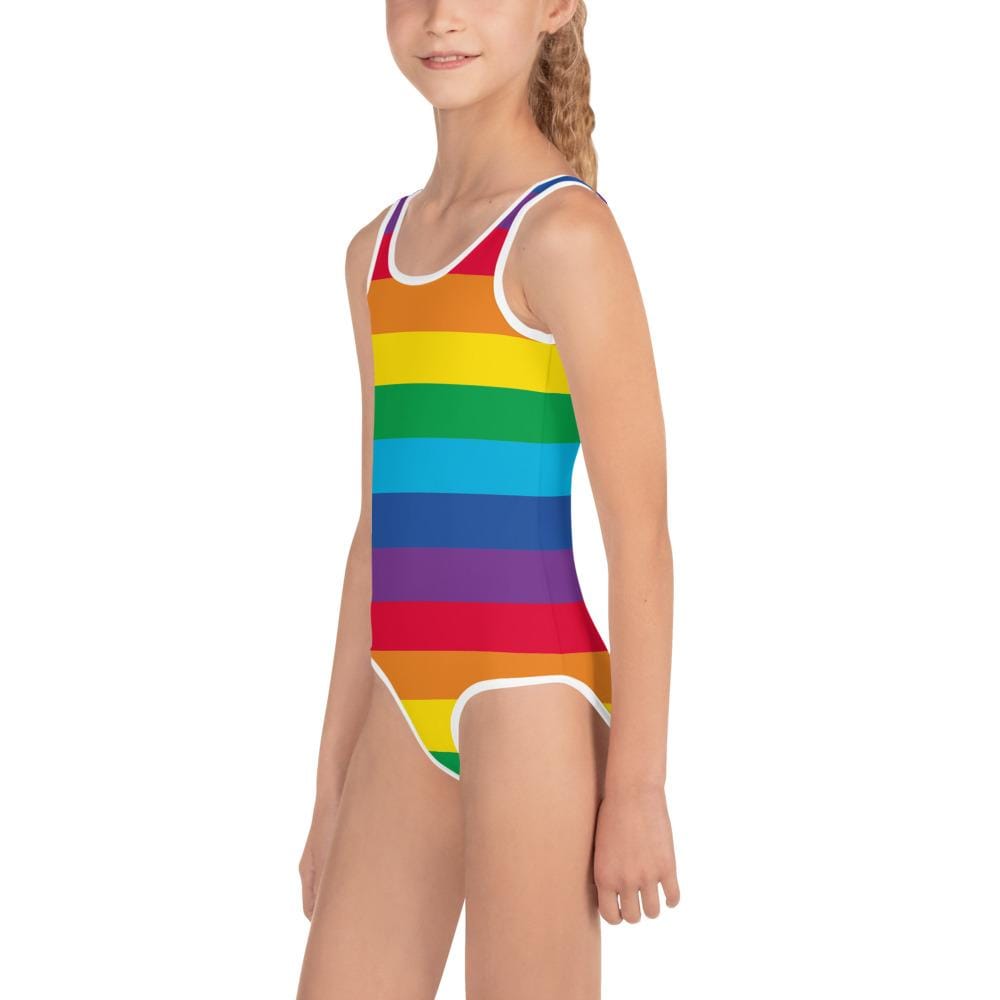 Rainbow Stripes All-Over Print Kids Swimsuit (POD)