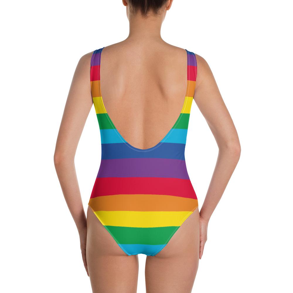 Rainbow Stripes Custom One-Piece Swimsuit