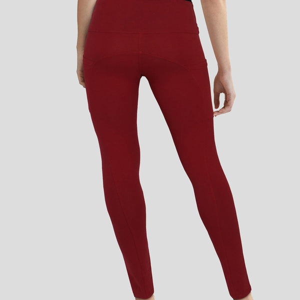 Burgundy Adults Athletic Fit Leggings with Pockets [FINAL SALE]
