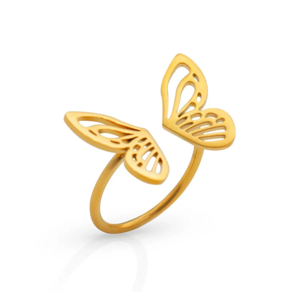 Gold Butterfly Stainless Steel Ring