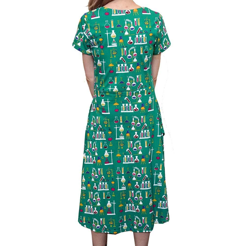Chemistry Lab Dress, Science Dress, STEM Dress, Laboratory Dress, Science Chemistry Equipment Dress, Chemical Dress, STEM Dress, Science Dress, Women's Dress with Pockets - BACK -Svaha USA