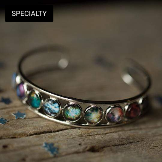 Nebula Rainbow Silver Cuff Bracelet