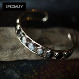 Moon Phase Silver Cuff Bracelet