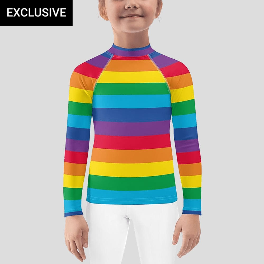 Rainbow Stripes Custom Kids Rash Guard